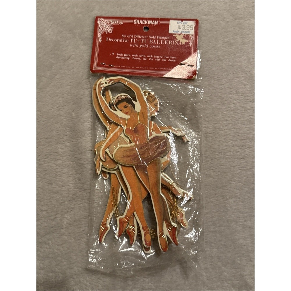Shackman Tu-Tu Ballerina Set of 6 Hanging Ornaments 1986 New Sealed Vintage